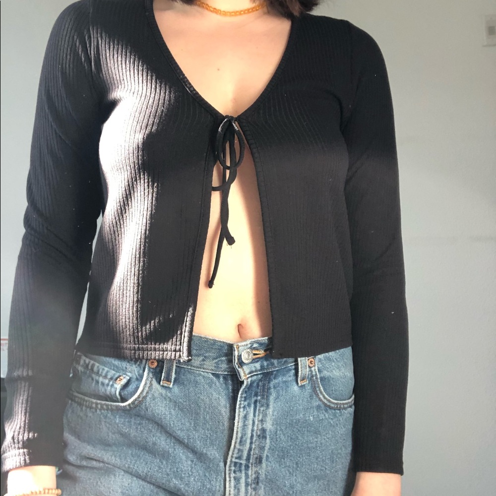 long sleeve front tie shirt